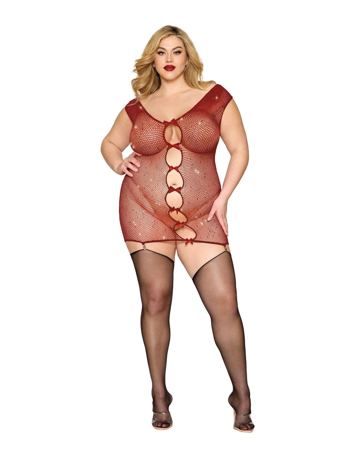 Garter Slip Dmnd - One Size Queen - Red - US Stores