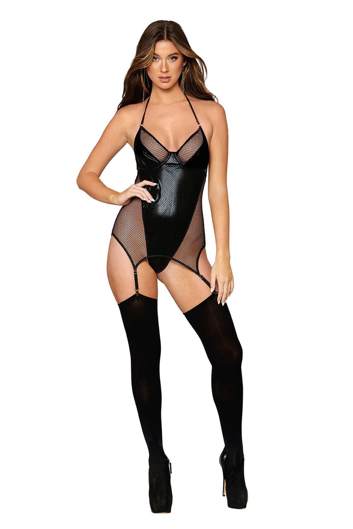 Garter Slip Teddy - One Size - Black - US Stores