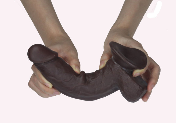 Get Lucky 7.5 Inch Real Skin Dildo - Dark Brown - US Stores