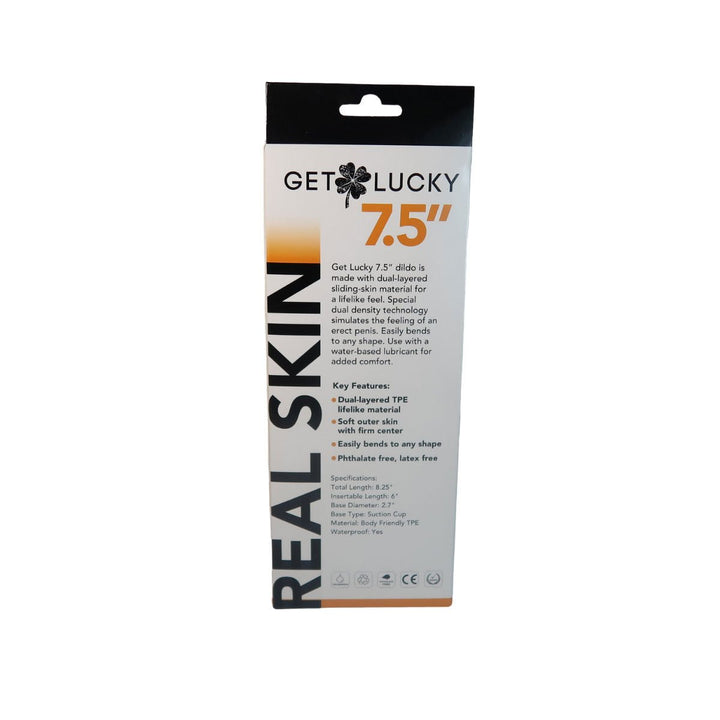 Get Lucky 7.5 Inch Real Skin Dildo - Dark Brown - US Stores