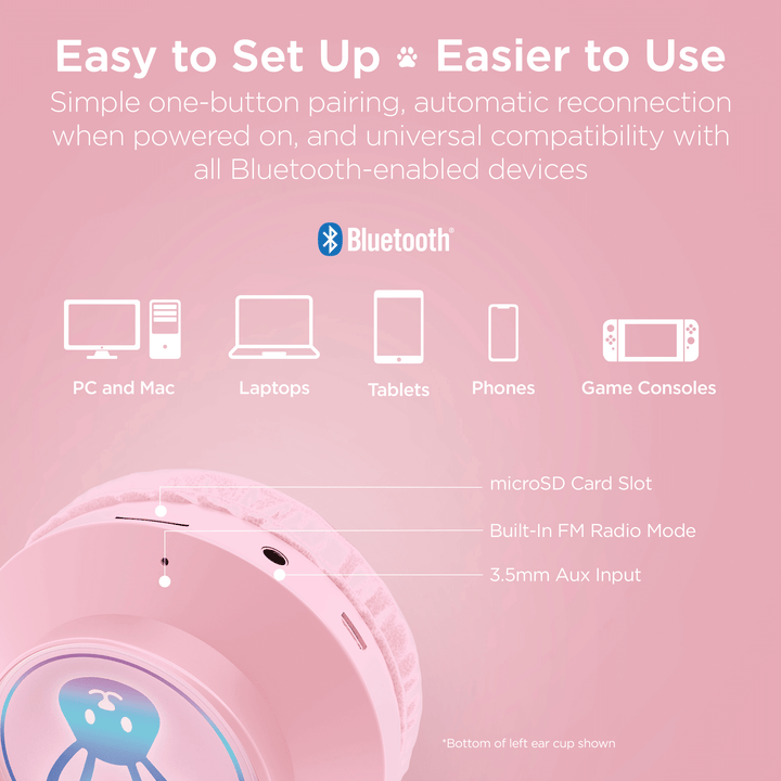 HyperGear Bunny Tracks Wireless Light - Up Headphones - US Stores