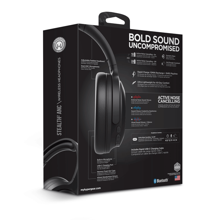 HyperGear Stealth2 ANC Wireless Headphones - US Stores