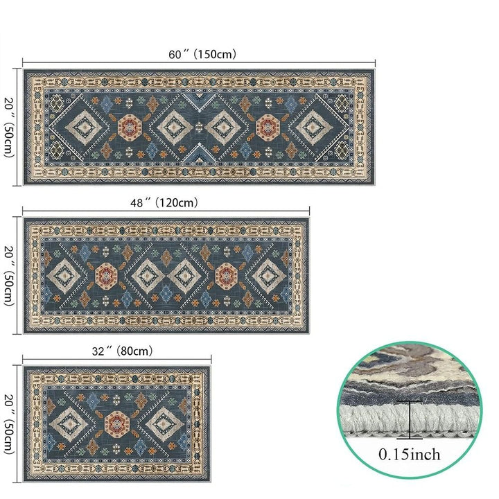 Kitchen Rugs Sets of 3, Kitchen Floor Mat Carpet, Washable Non Slip Kitchen Runner Rug, Boho Farmhouse Hallway Doormat for Home Decor - US Stores