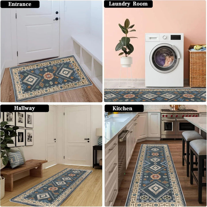 Kitchen Rugs Sets of 3, Kitchen Floor Mat Carpet, Washable Non Slip Kitchen Runner Rug, Boho Farmhouse Hallway Doormat for Home Decor - US Stores
