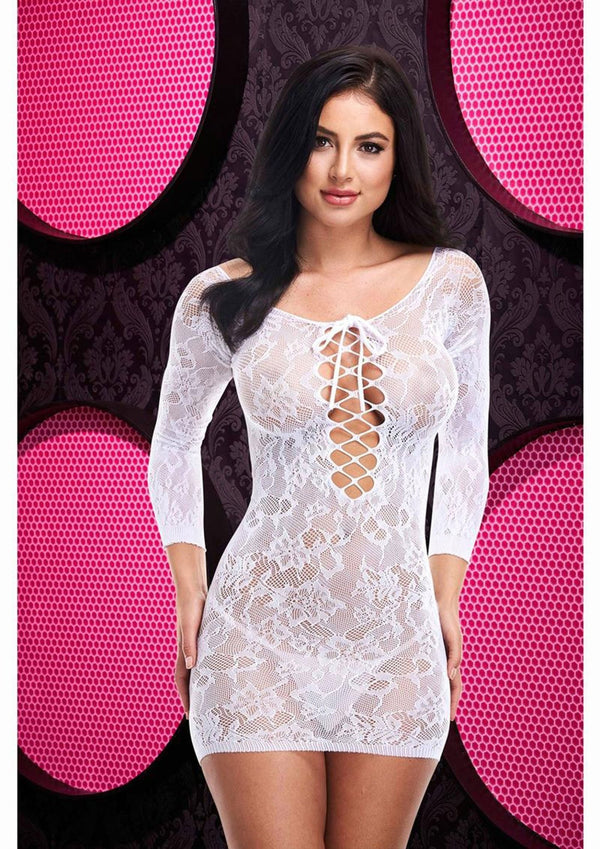 Lace Off the Shoulder Mini Dress - One Size - White - US Stores