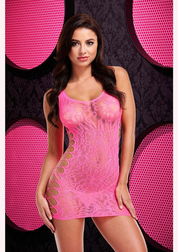 Leopard Lace Mini Dress - One Size - Pink - US Stores