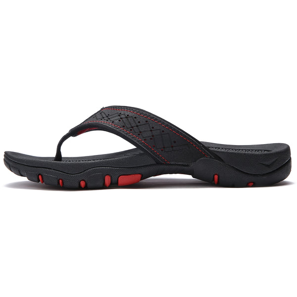 Mens Thong Sandals Indoor and Outdoor Beach Flip Flop Black/Red Size 16