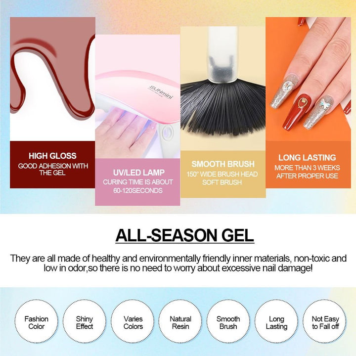 Nail Set Nail Gel Tools Kit 54W Nail Lamp 16Colors UV Gel Nail Polish Kit Contains Base Coat Top Coat Nail Drill Machine Nail Kit - US Stores