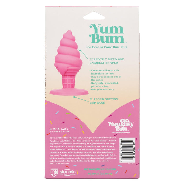Naughty Bits Yum Bum Ice Cream Cone Butt Plug - Pink - US Stores