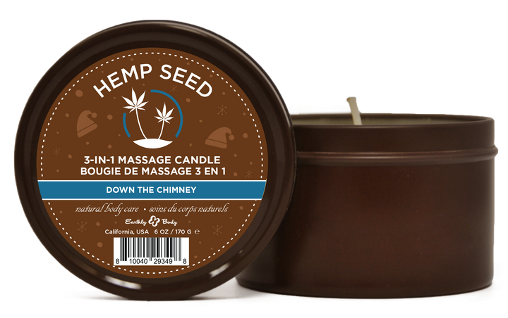 Hemp Seed 3-in-1 Massage Candle Down the Chimney  6oz/ 170 G EB-HSCH021B