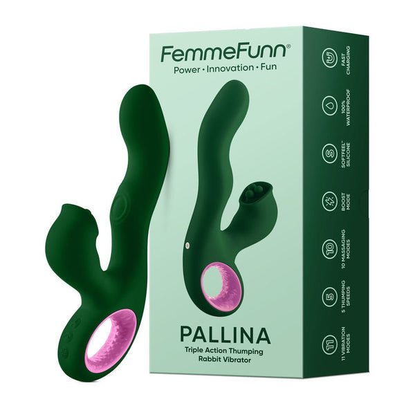 Pallina Triple - Action Rabbit Vibrator - Green - US Stores