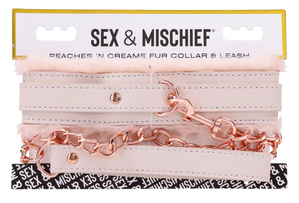 Peaches N Creame Fur Collar and Leash - Pink - US Stores