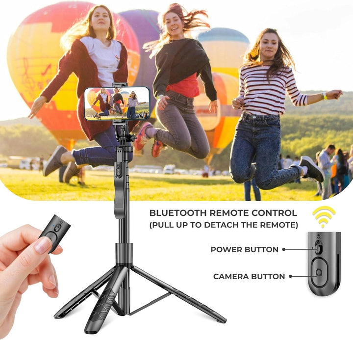 Phone Tripod 62" Selfie Stick for iPhone with Remote and 3W LED Light, Universal Mount, Phone Stand for Recording & Streaming, Tripod for iPhone & Android Phone & Gopro - US Stores