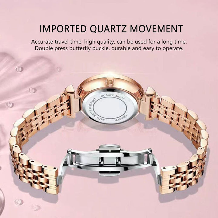 POEDAGAR Watch for Women Luxury Jewelry Design Rose Gold Steel Quartz Wristwatches Waterproof Fashion Swiss Brand Ladies Watches - US Stores