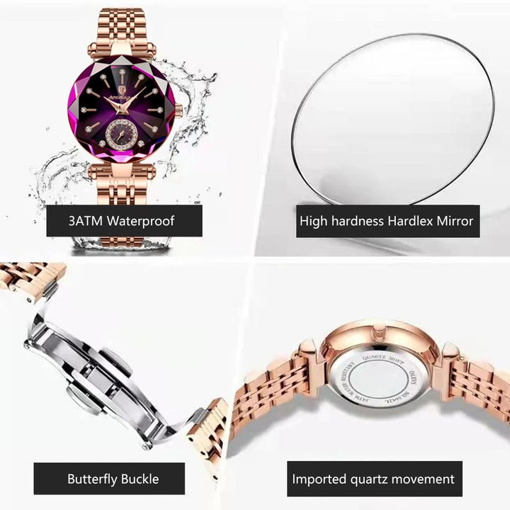 POEDAGAR Watch for Women Luxury Jewelry Design Rose Gold Steel Quartz Wristwatches Waterproof Fashion Swiss Brand Ladies Watches - US Stores