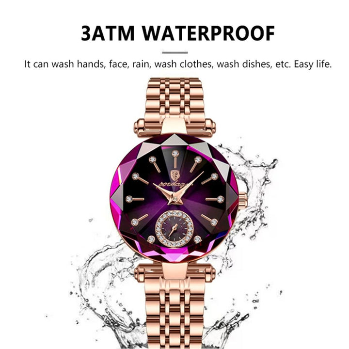 POEDAGAR Watch for Women Luxury Jewelry Design Rose Gold Steel Quartz Wristwatches Waterproof Fashion Swiss Brand Ladies Watches - US Stores