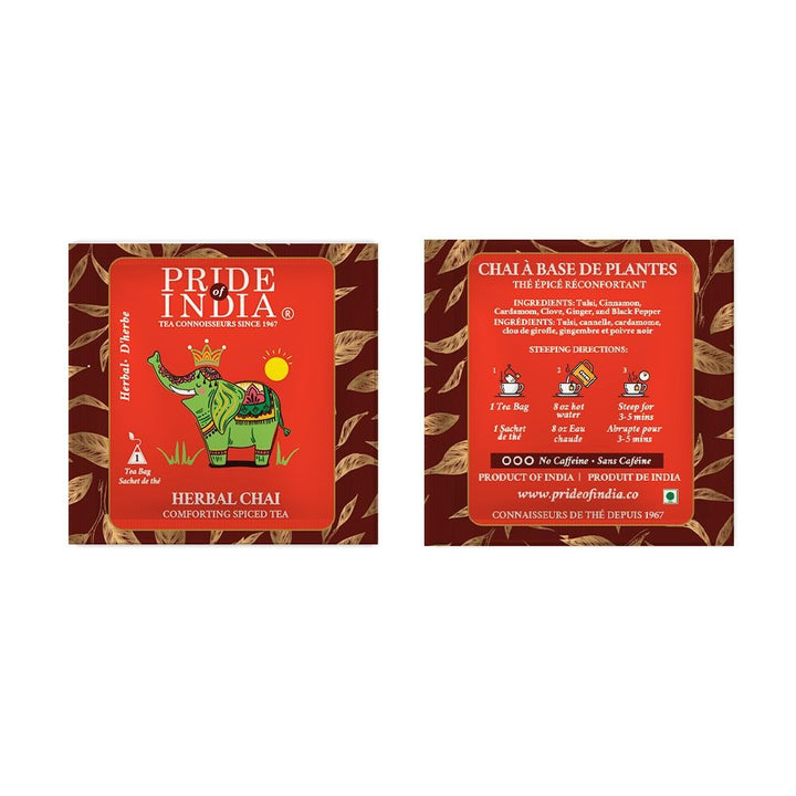 Pride Of India Herbal Chai (Comforting Spiced Tea), 15 Tea Bags - US Stores