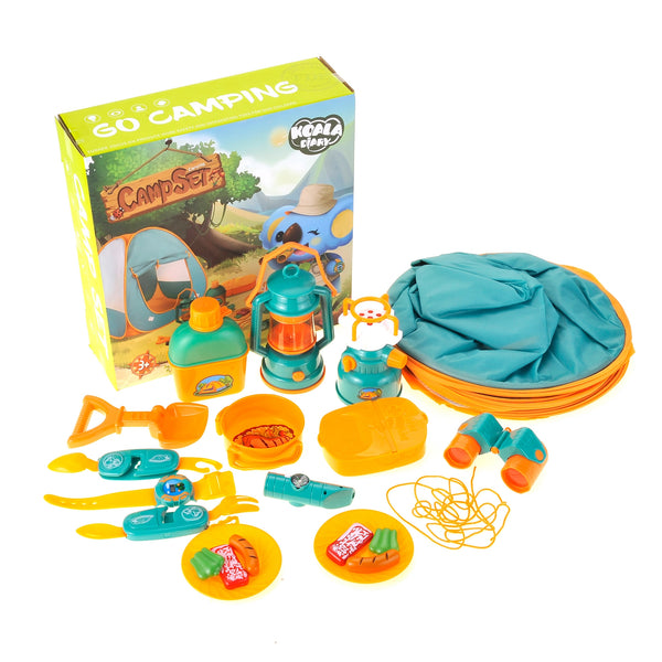 Kids Play Pop Up Tent w/Camping Gear Set & Tools