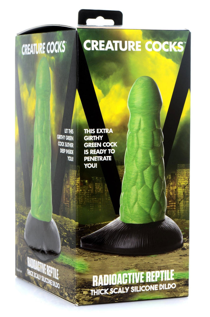 Radioactive Reptile Thick Scaly Silicone Dildo - Green - US Stores