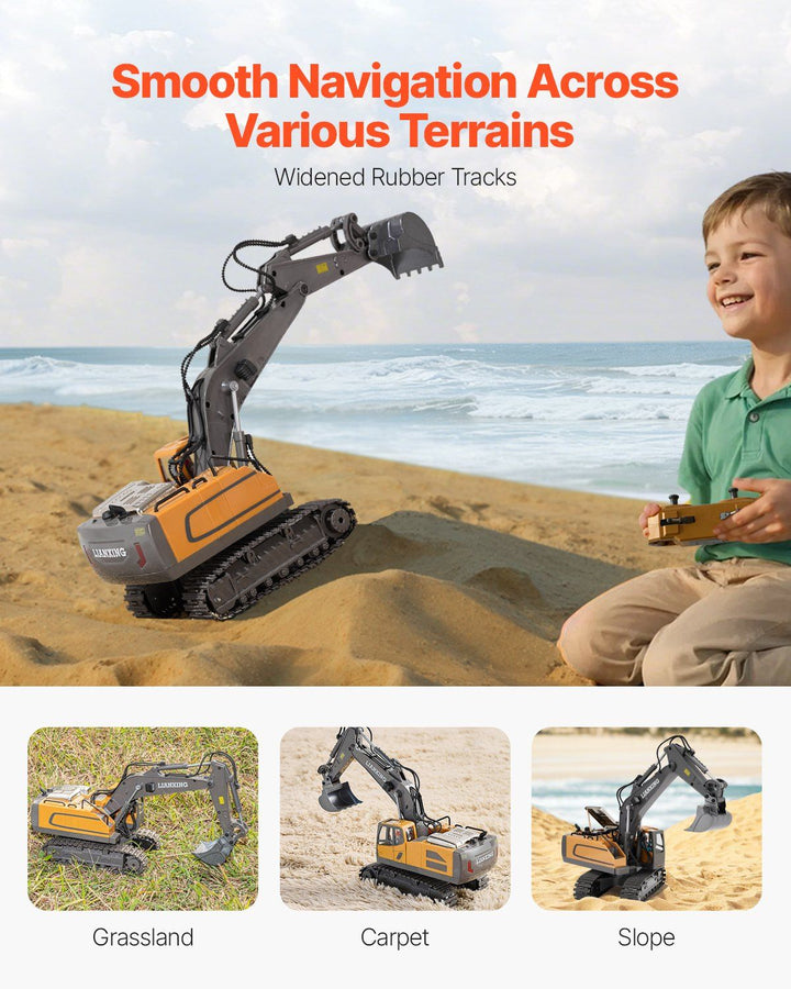 Remote Control Excavator Toy 11 Channel 1:20 Scale RC Excavator Digger for Kids - US Stores