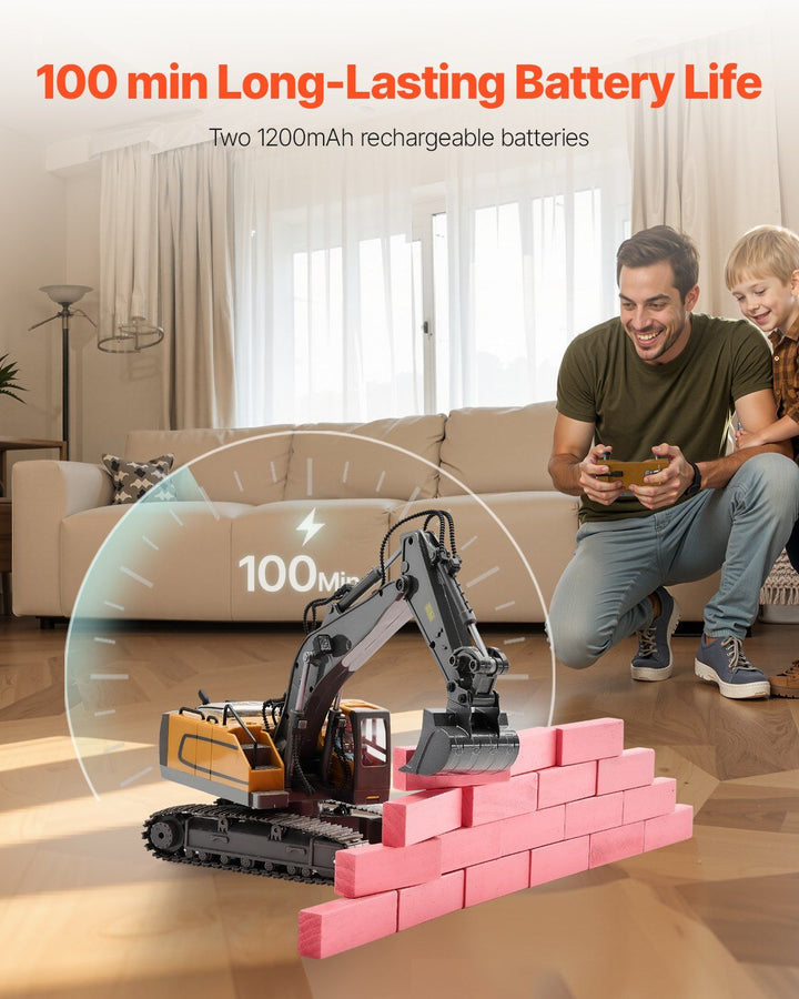 Remote Control Excavator Toy 11 Channel 1:20 Scale RC Excavator Digger for Kids - US Stores