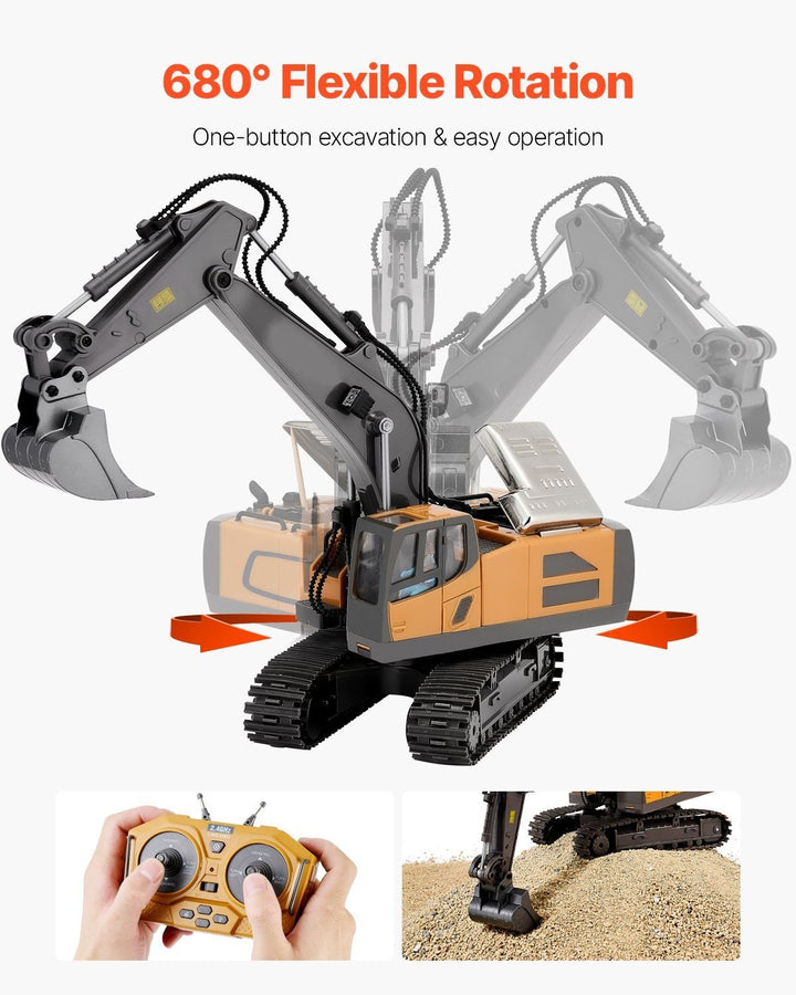 Remote Control Excavator Toy 11 Channel 1:20 Scale RC Excavator Digger for Kids - US Stores
