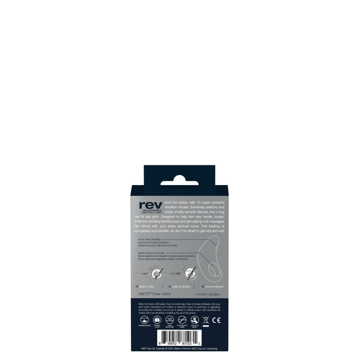 Rev Rechargeable Vibrating C - Ring - Black - US Stores