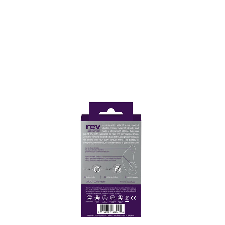Rev Rechargeable Vibrating C - Ring - Purple - US Stores