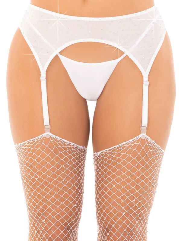 Rhinestone Garter Belt O/s - White - US Stores
