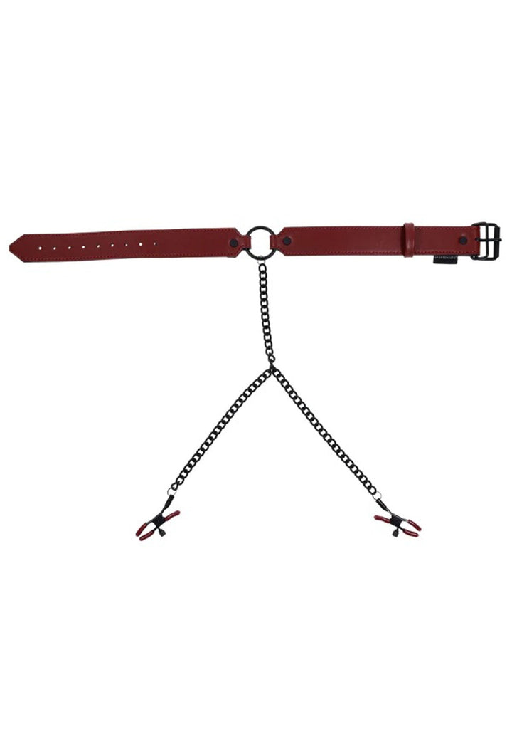Saffron Collar With Nipple Clamps - Black/red - US Stores