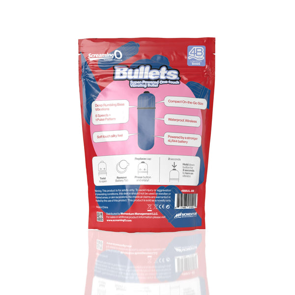 Screaming O 4b - Bullet - Super Powered One Touch Vibrating Bullet - Blueberry - US Stores