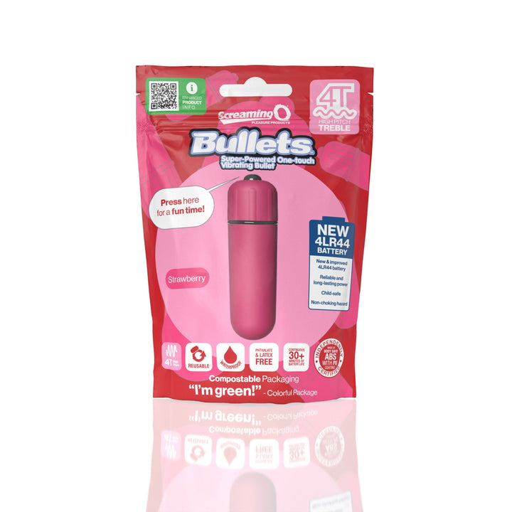 Screaming O 4t - Bullet - Super Powered One Touch Vibrating Bullet - Strawberry - US Stores