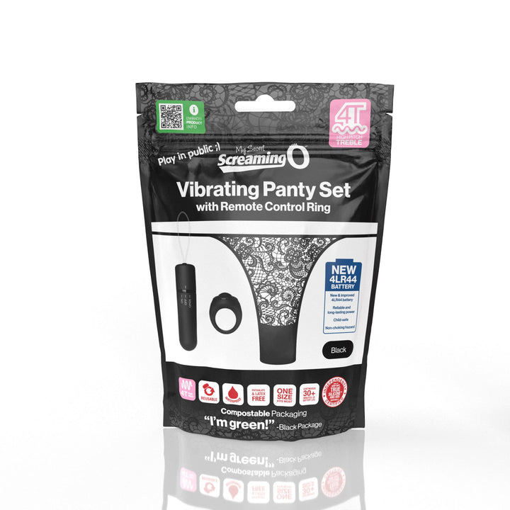 Screaming O 4t - Vibrating Panty Set With Remote Control Ring - Black - US Stores