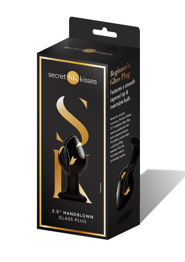 Secret Kisses - 3.5 Inch Handblown Glass Plug - Black - US Stores