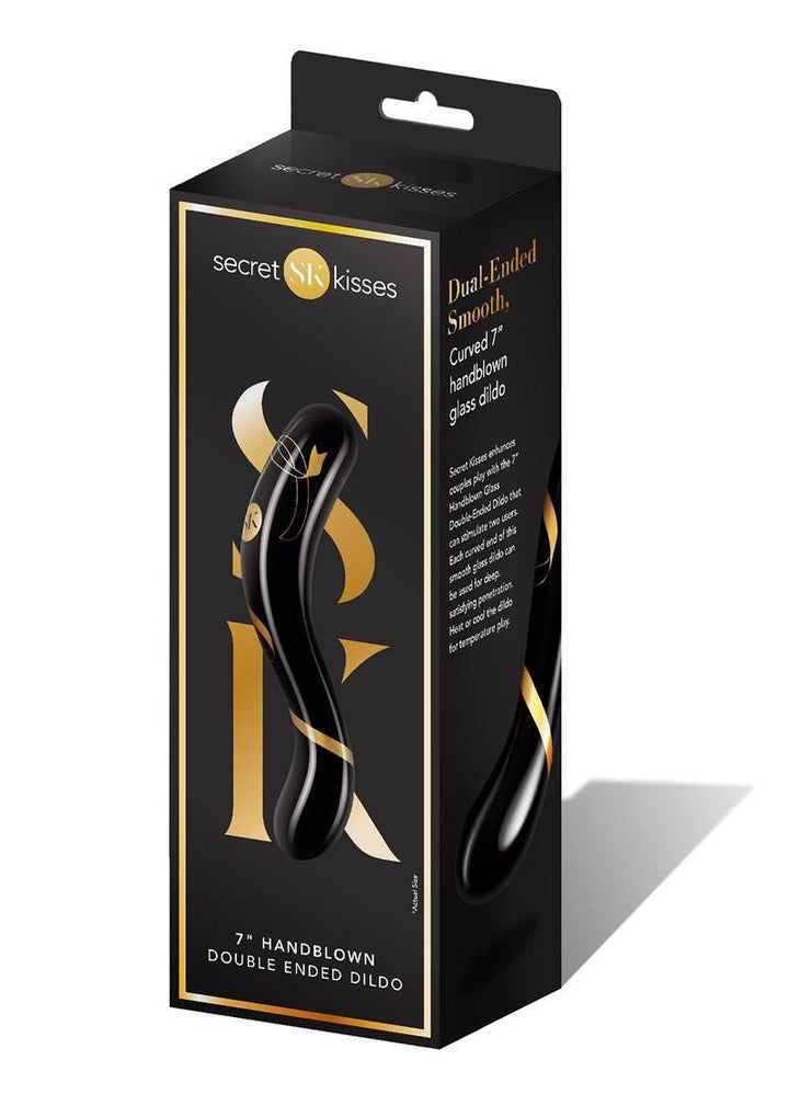 Secret Kisses - 7 Inch Handblown Double Ended Dildo - Black - US Stores