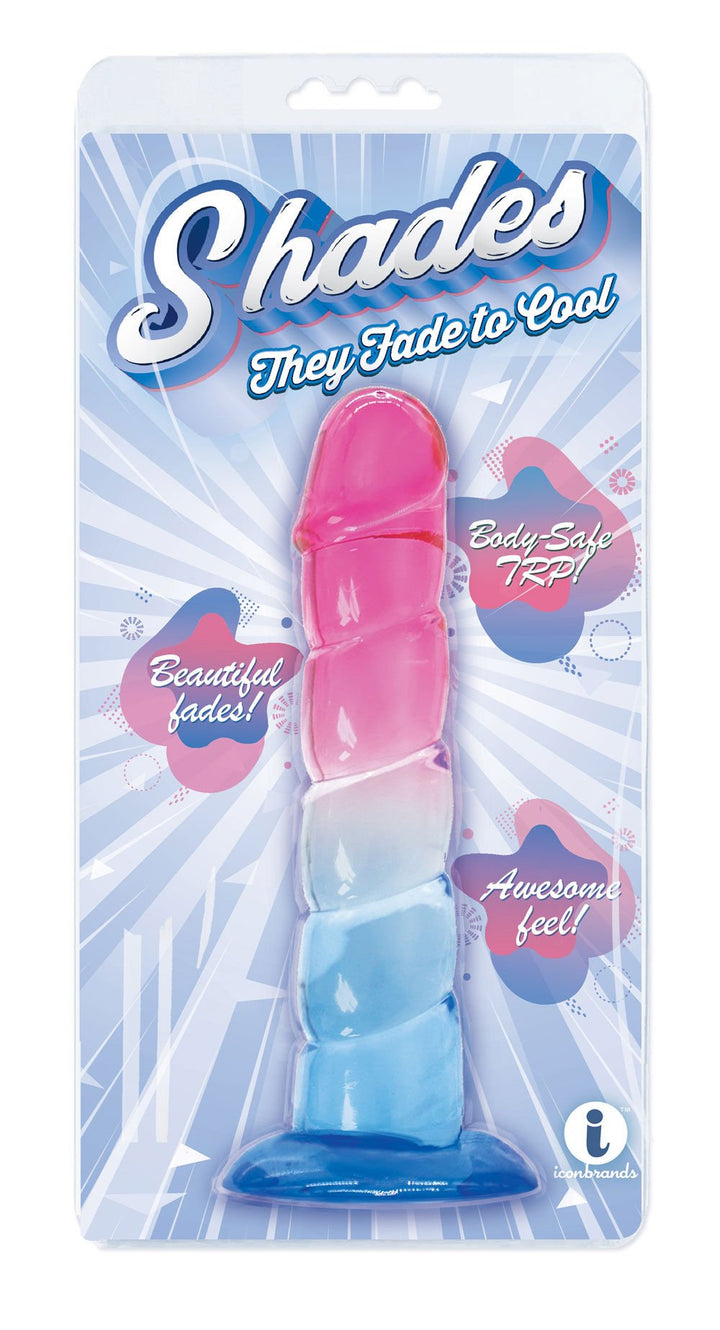 Shades, 7.5" Swirl Jelly Tpr Gradient Dong - Pink and Blue - US Stores
