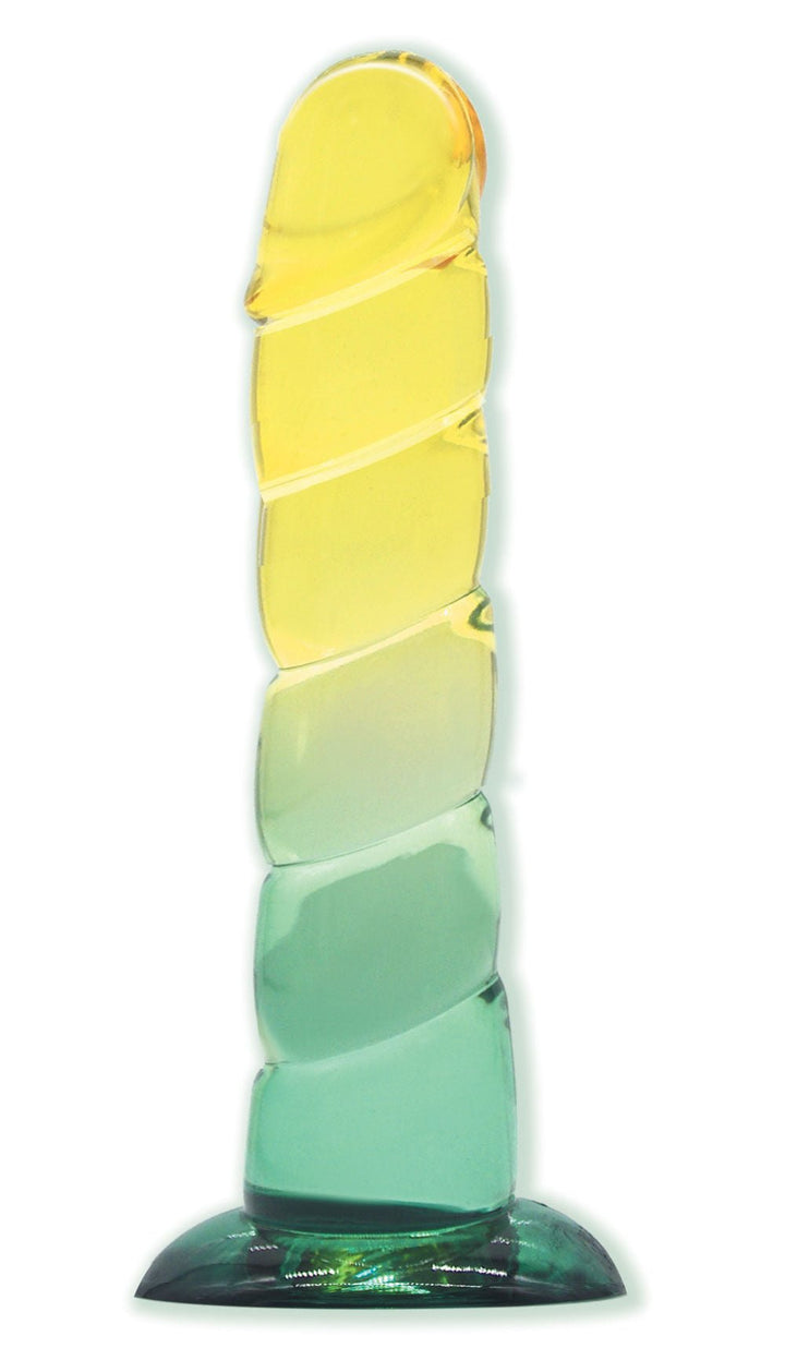 Shades, 7.5" Swirl Jelly Tpr Gradient Dong - Yellow and Mint - US Stores