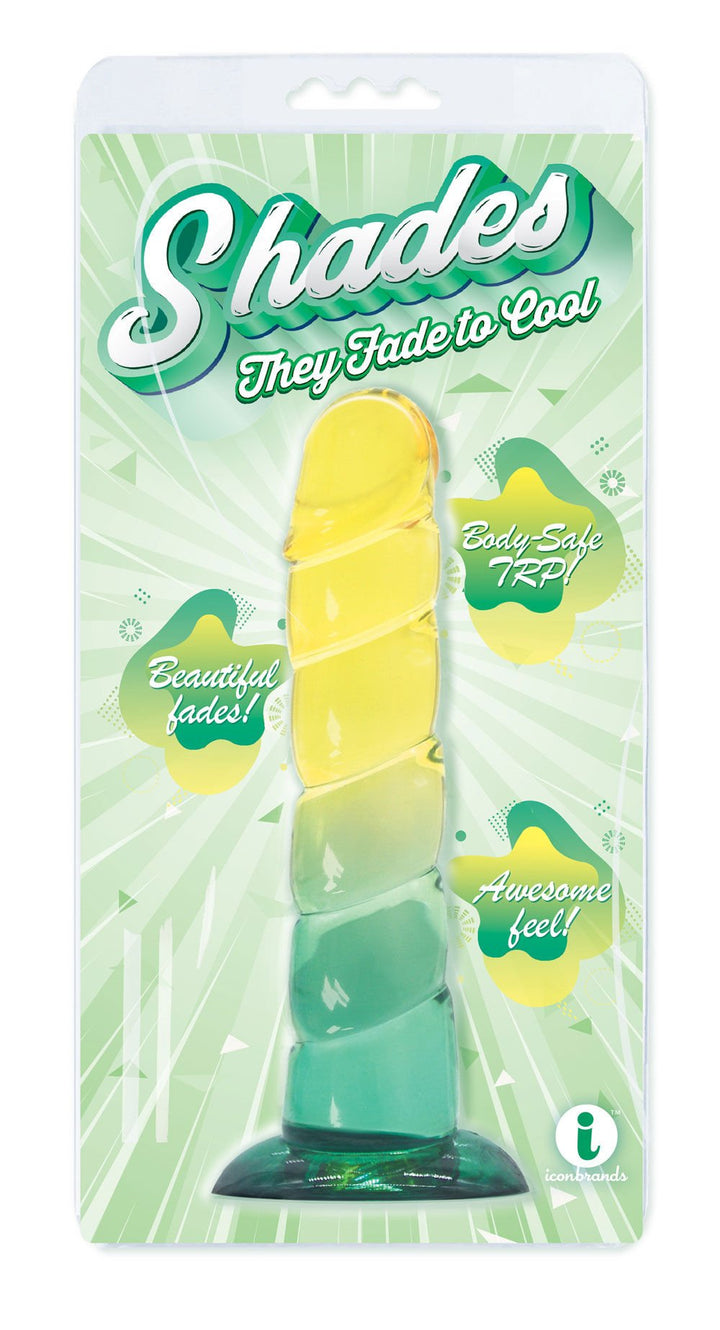 Shades, 7.5" Swirl Jelly Tpr Gradient Dong - Yellow and Mint - US Stores