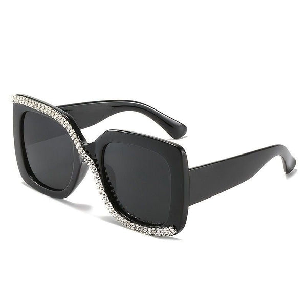 Special Design Color With Crystals Big Frame Rhinestone Bling Trendy Fashionable Sunglasses - US Stores