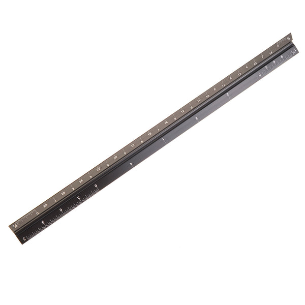 12" Architectural Scale Ruler Aluminum for Students & Engineers Black