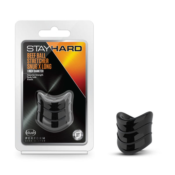 Stay Hard - Beef Ball Stretcher Snug X Long - 1 Inch Diameter - Black - US Stores
