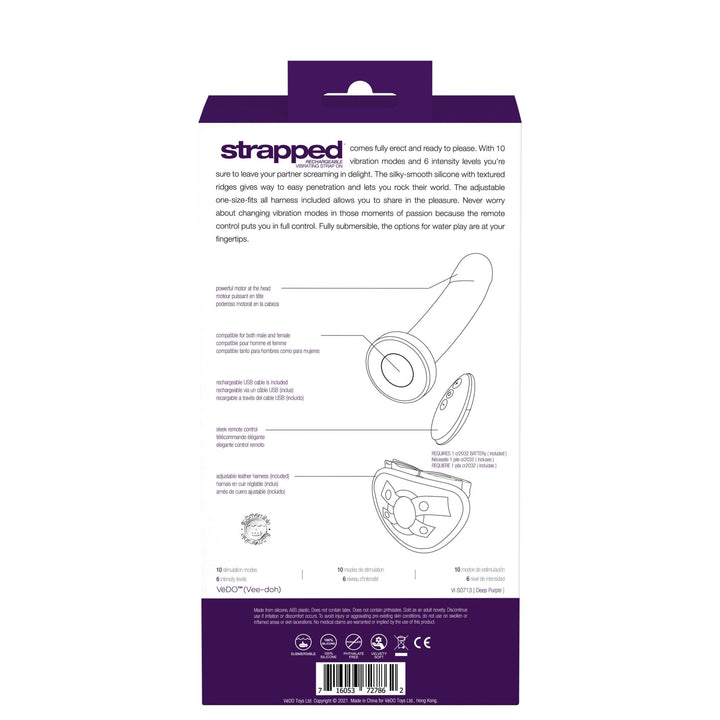 Strapped Rechargeable Strap on - Purple - US Stores