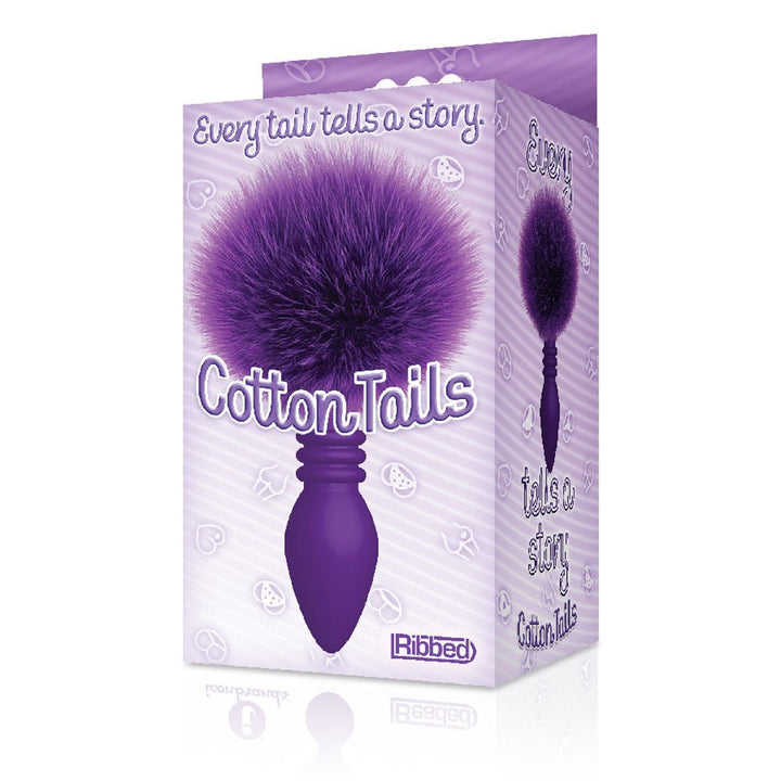 The 9's Cottontails Silicone Bunny Tail Butt Plug - Ribbed Purple - US Stores