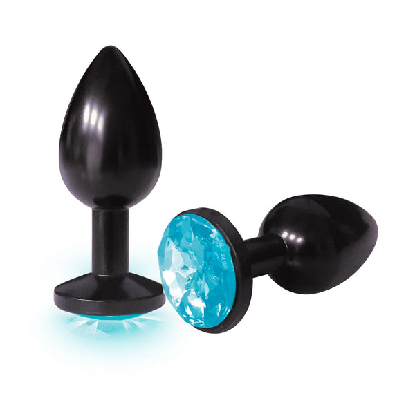 The 9's the Silver Starter Anodized Bejeweled Stainless Steel Plug - Aqua - US Stores