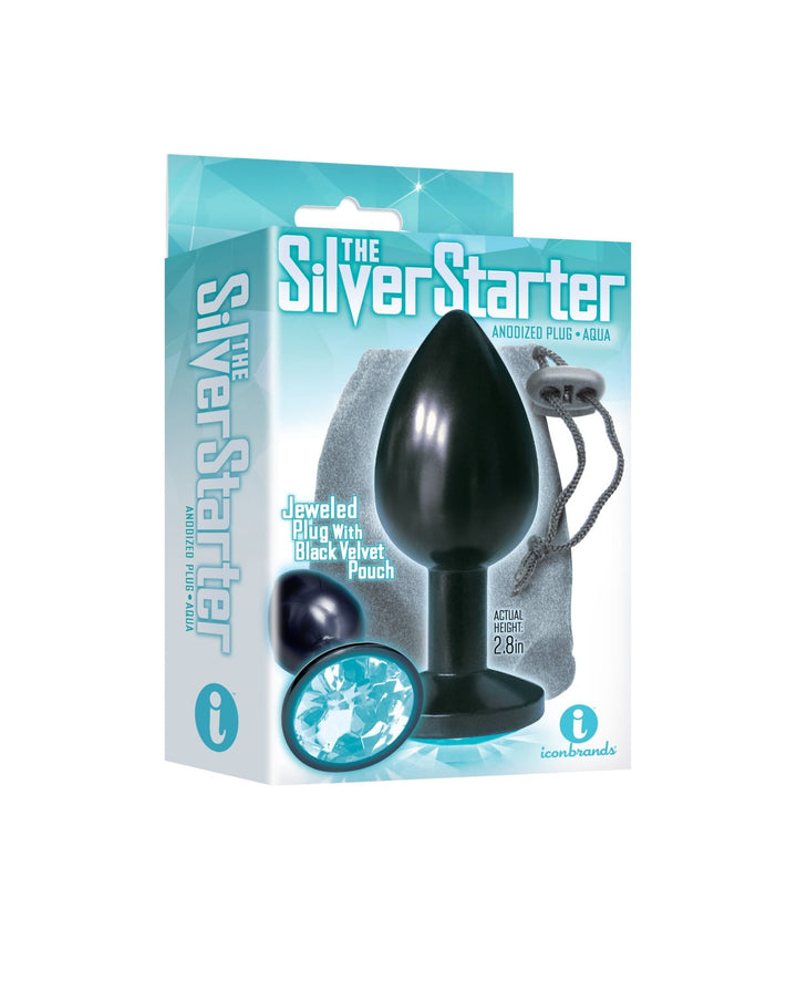 The 9's the Silver Starter Anodized Bejeweled Stainless Steel Plug - Aqua - US Stores