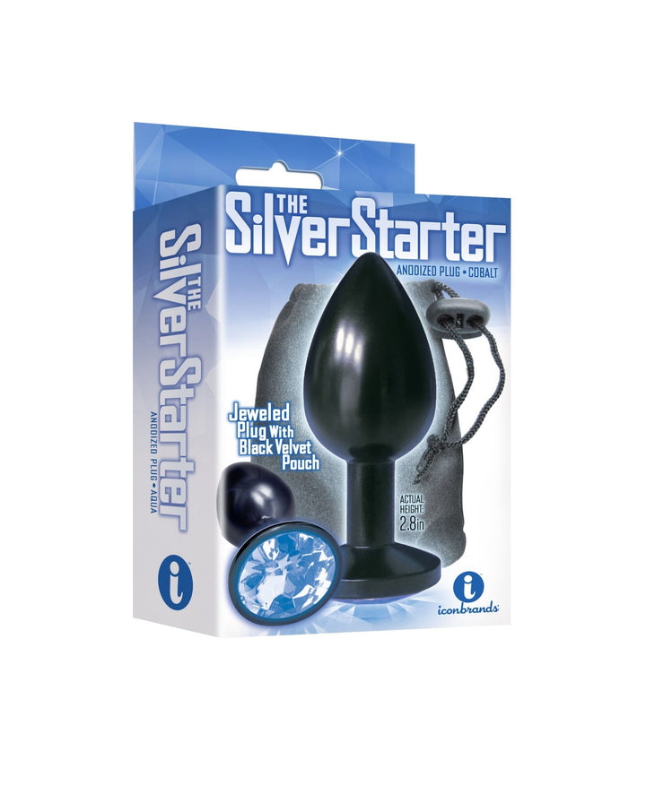 The 9's the Silver Starter Anodized Bejeweled Stainless Steel Plug - Cobalt - US Stores