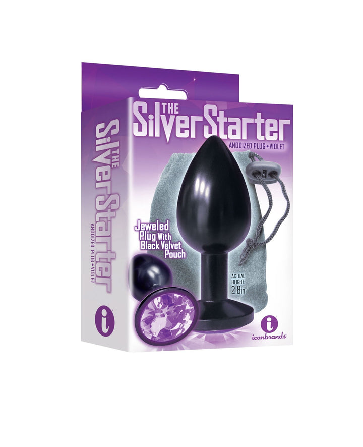 The 9's the Silver Starter Anodized Bejeweled Stainless Steel Plug - Violet - US Stores