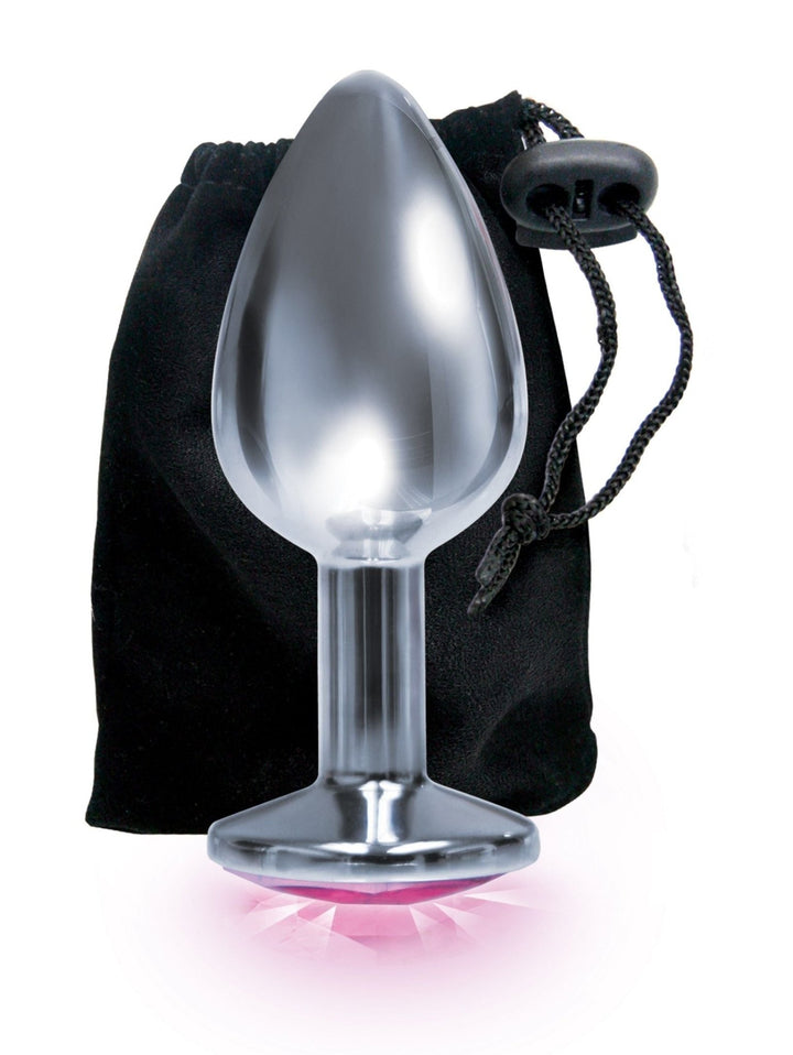 The 9's the Silver Starter Bejeweled Stainless Steel Plug - Pink - US Stores