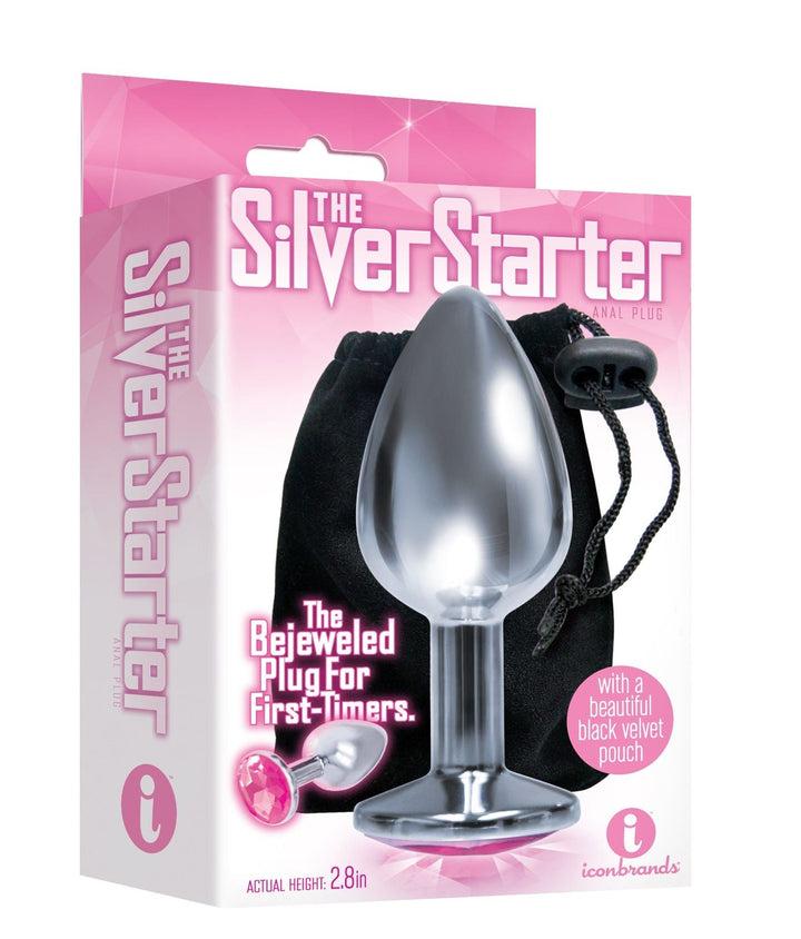 The 9's the Silver Starter Bejeweled Stainless Steel Plug - Pink - US Stores
