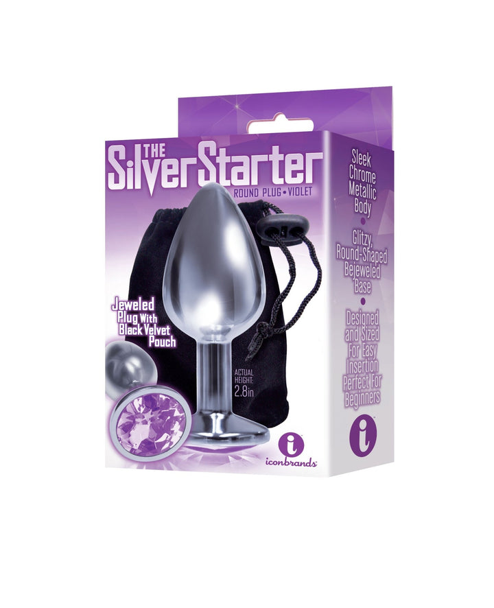 The 9's the Silver Starter Bejeweled Stainless Steel Plug - Violet - US Stores